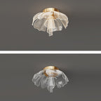 Contemporary Floral Petal Dome LED Flush Mount Ceiling Light in Iron and Acrylic for Bedroom
