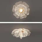 Contemporary Floral Petal Dome LED Flush Mount Ceiling Light in Iron and Acrylic for Bedroom