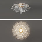 Contemporary Floral Petal Dome LED Flush Mount Ceiling Light in Iron and Acrylic for Bedroom
