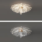 Contemporary Floral Petal Dome LED Flush Mount Ceiling Light in Iron and Acrylic for Bedroom
