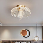 Contemporary Floral Petal Dome LED Flush Mount Ceiling Light in Iron and Acrylic for Bedroom