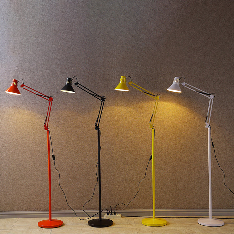 Modern Scandinavian Adjustable Swivel Round Iron Floor Lamp with 1 Light for Bedroom