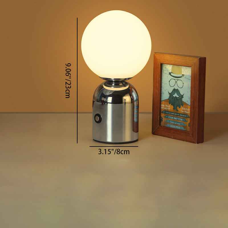 Modern Scandinavian Round Orb USB LED Table Lamp in Acrylic for Bedroom
