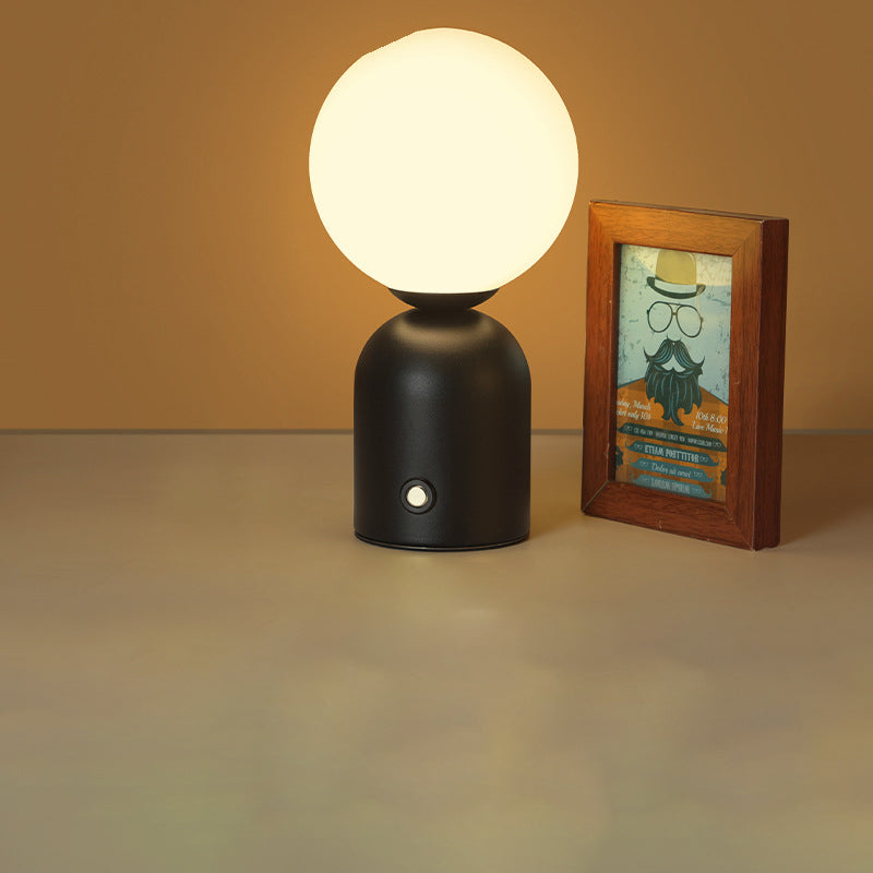 Modern Scandinavian Round Orb USB LED Table Lamp in Acrylic for Bedroom