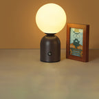 Modern Scandinavian Round Orb USB LED Table Lamp in Acrylic for Bedroom