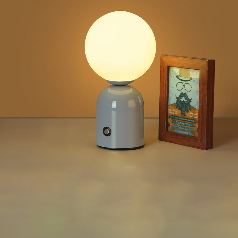 Modern Scandinavian Round Orb USB LED Table Lamp in Acrylic for Bedroom
