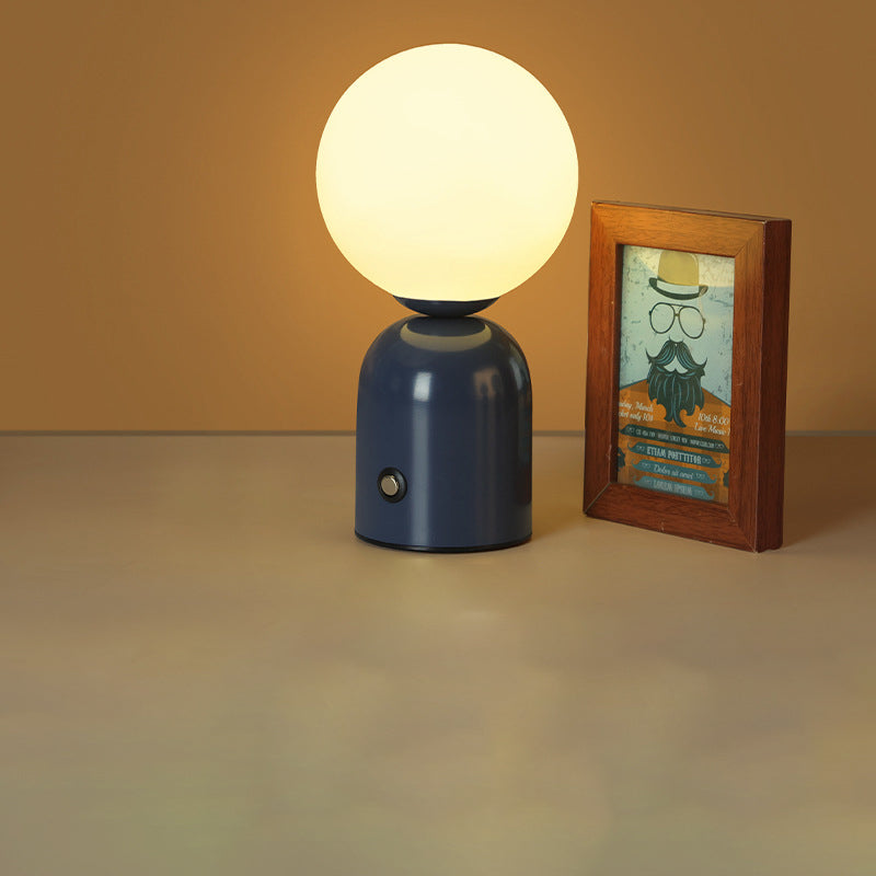 Modern Scandinavian Round Orb USB LED Table Lamp in Acrylic for Bedroom