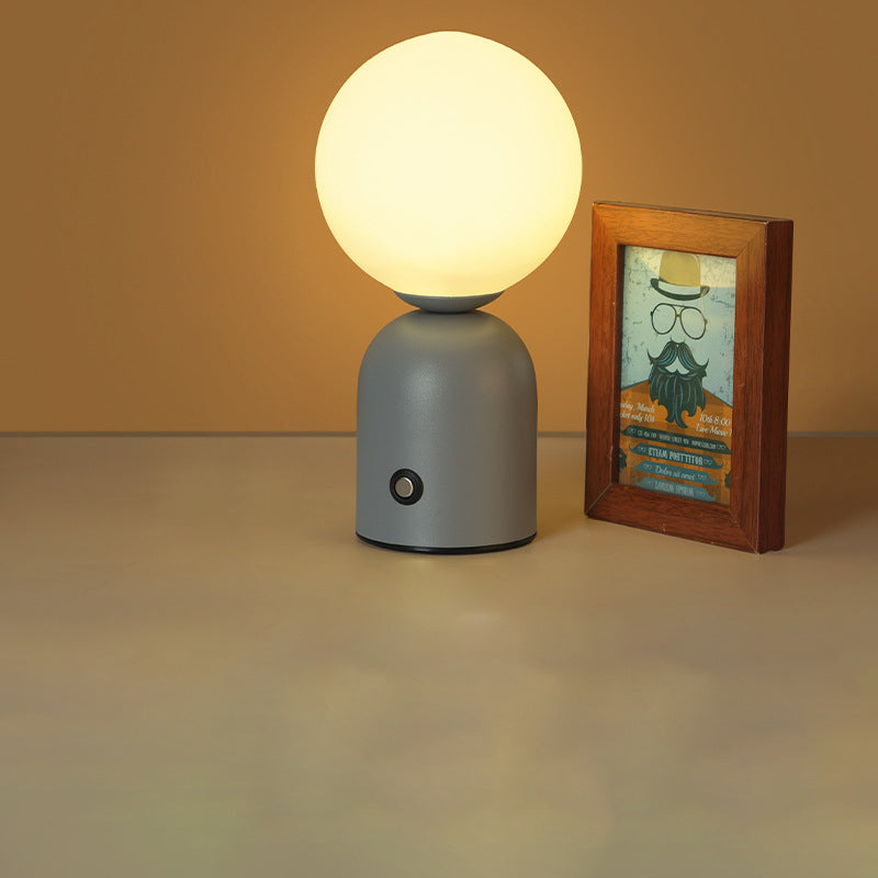 Modern Scandinavian Round Orb USB LED Table Lamp in Acrylic for Bedroom