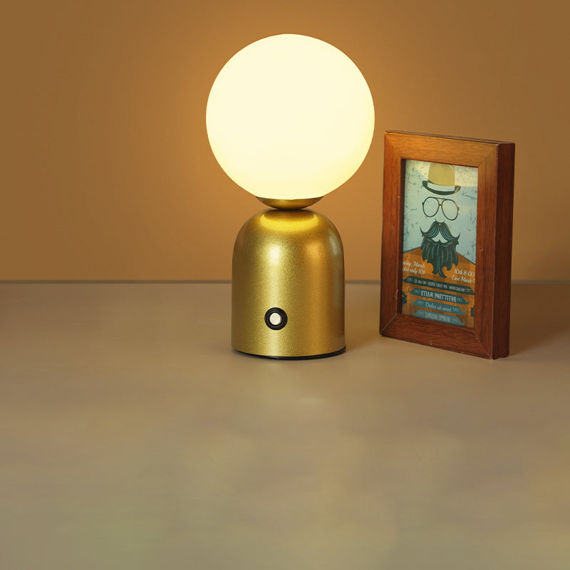 Modern Scandinavian Round Orb USB LED Table Lamp in Acrylic for Bedroom