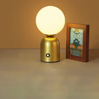 Modern Scandinavian Round Orb USB LED Table Lamp in Acrylic for Bedroom