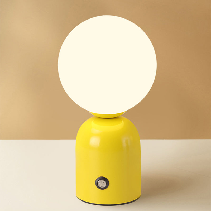 Modern Scandinavian Round Orb USB LED Table Lamp in Acrylic for Bedroom