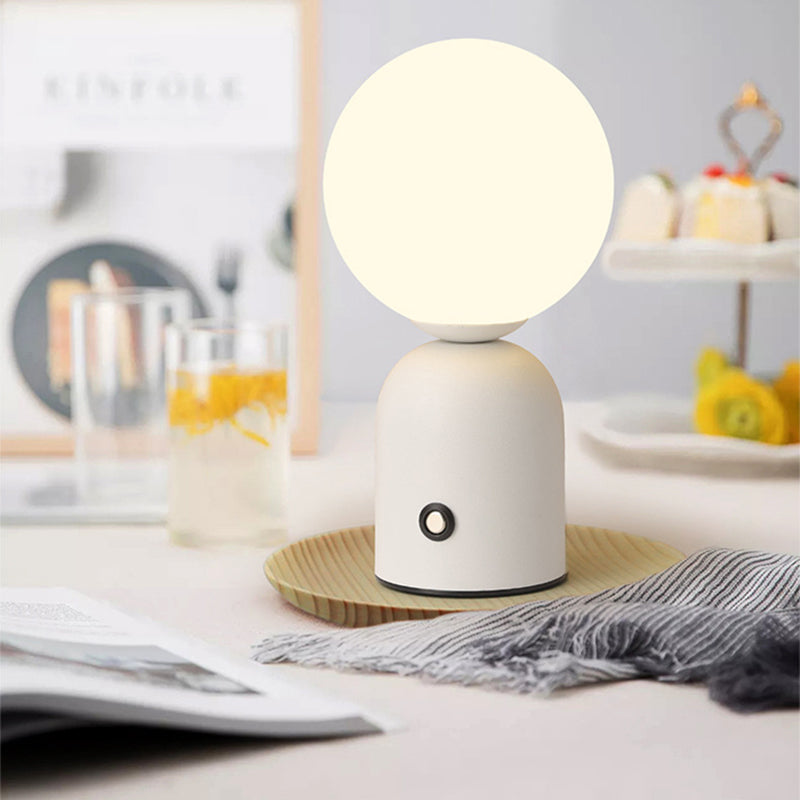 Modern Scandinavian Round Orb USB LED Table Lamp in Acrylic for Bedroom