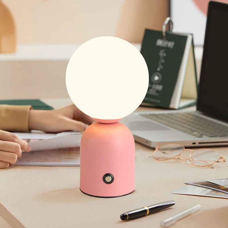 Modern Scandinavian Round Orb USB LED Table Lamp in Acrylic for Bedroom