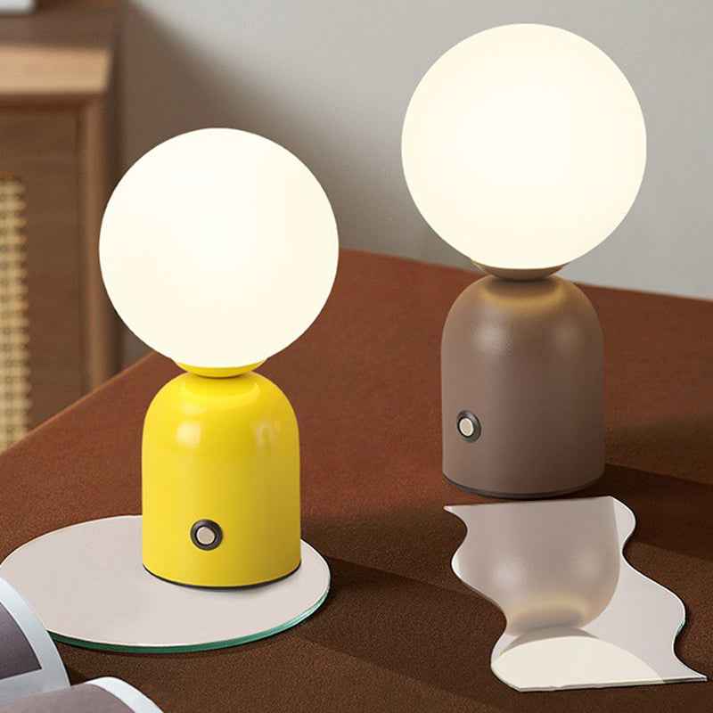Modern Scandinavian Round Orb USB LED Table Lamp in Acrylic for Bedroom