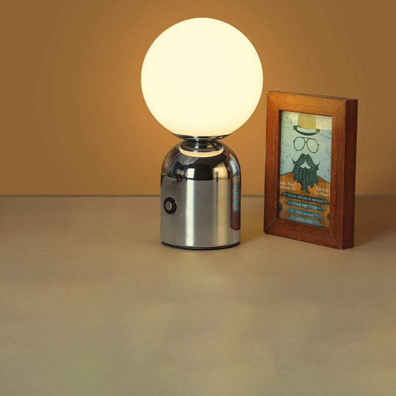Modern Scandinavian Round Orb USB LED Table Lamp in Acrylic for Bedroom