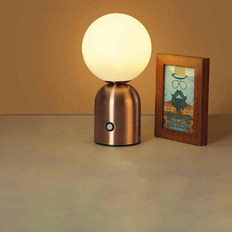 Modern Scandinavian Round Orb USB LED Table Lamp in Acrylic for Bedroom