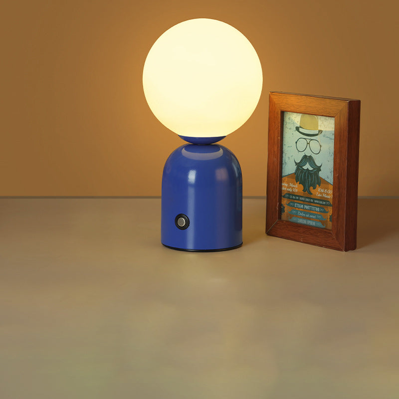 Modern Scandinavian Round Orb USB LED Table Lamp in Acrylic for Bedroom