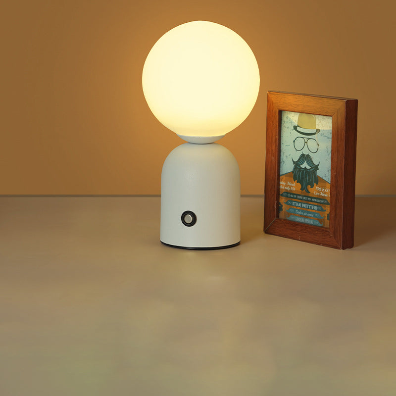 Modern Scandinavian Round Orb USB LED Table Lamp in Acrylic for Bedroom