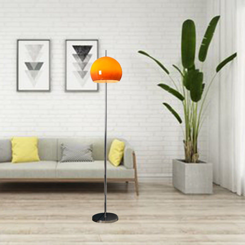 Contemporary Mid-Century Mushroom-Shaped Round Iron and Acrylic 2-Light Floor Lamp for Living Room