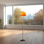 Contemporary Mid-Century Mushroom-Shaped Round Iron and Acrylic 2-Light Floor Lamp for Living Room