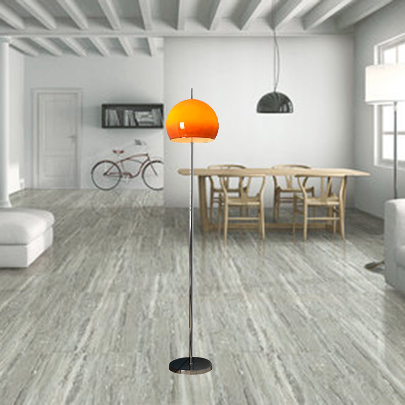 Contemporary Mid-Century Mushroom-Shaped Round Iron and Acrylic 2-Light Floor Lamp for Living Room