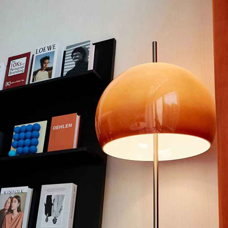 Contemporary Mid-Century Mushroom-Shaped Round Iron and Acrylic 2-Light Floor Lamp for Living Room