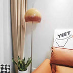 Contemporary Mid-Century Mushroom-Shaped Round Iron and Acrylic 2-Light Floor Lamp for Living Room