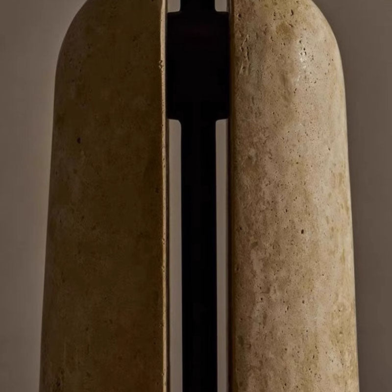 Classic Japanese Iron and Travertine Marble Mushroom Table Lamp - 1-Light Design for Bedroom