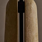 Classic Japanese Iron and Travertine Marble Mushroom Table Lamp - 1-Light Design for Bedroom