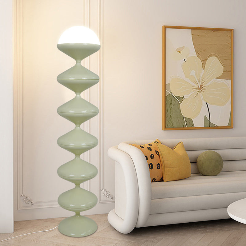 Modern Scandinavian Cream Round Floor Lamp with Iron and Acrylic - 1-Light Design for Bedroom