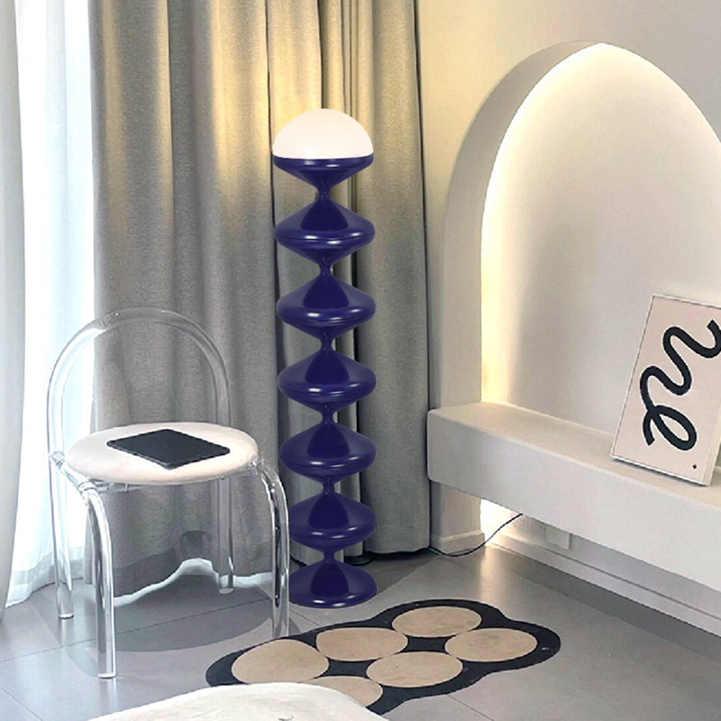 Modern Scandinavian Cream Round Floor Lamp with Iron and Acrylic - 1-Light Design for Bedroom