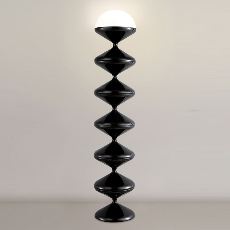 Modern Scandinavian Cream Round Floor Lamp with Iron and Acrylic - 1-Light Design for Bedroom