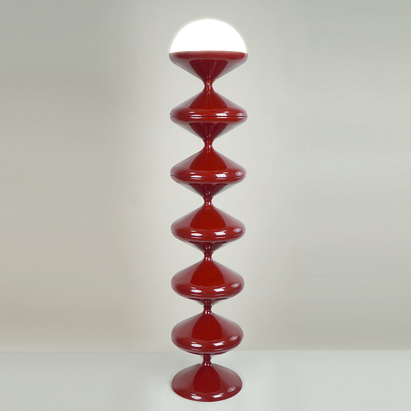 Modern Scandinavian Cream Round Floor Lamp with Iron and Acrylic - 1-Light Design for Bedroom