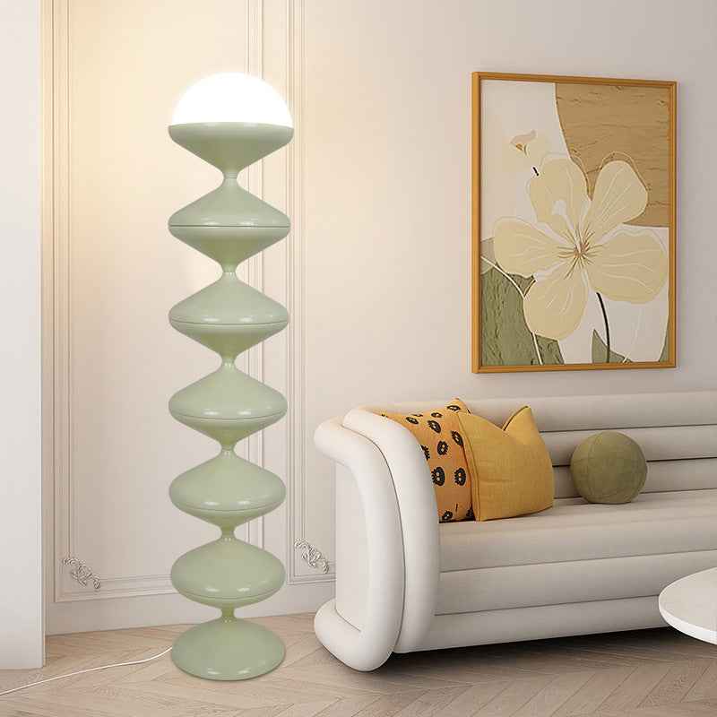 Modern Scandinavian Cream Round Floor Lamp with Iron and Acrylic - 1-Light Design for Bedroom