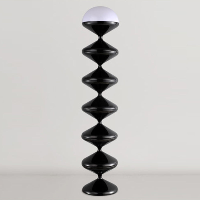 Modern Scandinavian Cream Round Floor Lamp with Iron and Acrylic - 1-Light Design for Bedroom
