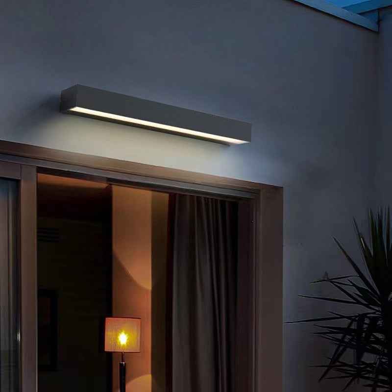 Contemporary Waterproof Aluminum LED Wall Sconce Lamp - Rectangular Design for Garden