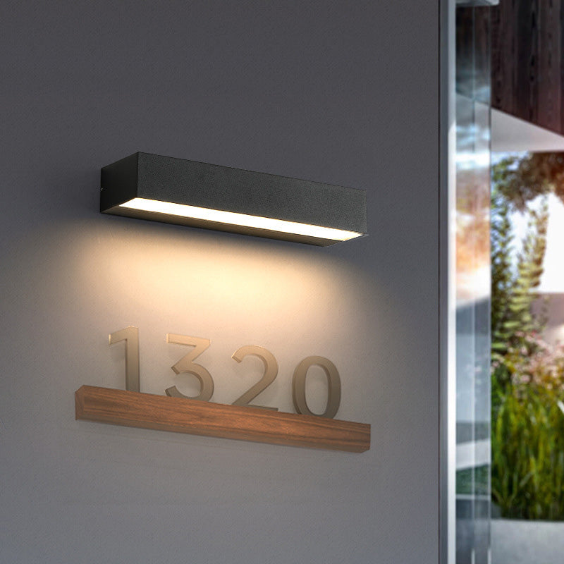 Contemporary Waterproof Aluminum LED Wall Sconce Lamp - Rectangular Design for Garden