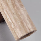 Modern Scandinavian Yellow Travertine and Wood Cylinder 2-Light Wall Sconce for Living Room