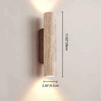 Modern Scandinavian Yellow Travertine and Wood Cylinder 2-Light Wall Sconce for Living Room