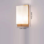 Japanese-Inspired Rectangle Glass and Wood 1-Light Wall Sconce for Living Room