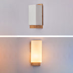 Japanese-Inspired Rectangle Glass and Wood 1-Light Wall Sconce for Living Room