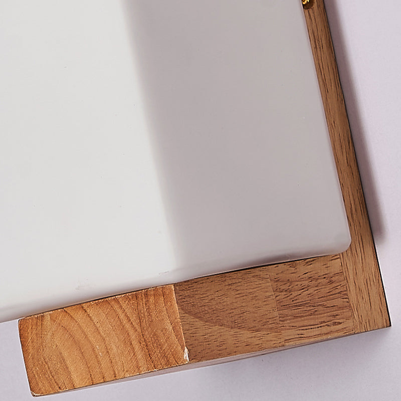 Japanese-Inspired Rectangle Glass and Wood 1-Light Wall Sconce for Living Room