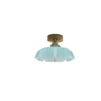 Classic French Brass and Glass Round 1-Light Semi-Flush Mount Ceiling Light for Hallway