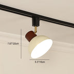 Modern Nordic Iron and Wood Round Bowl Semi-Flush Mount Ceiling Light with Adjustable 1-5 Light Track for Dining Room