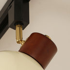 Modern Nordic Iron and Wood Round Bowl Semi-Flush Mount Ceiling Light with Adjustable 1-5 Light Track for Dining Room