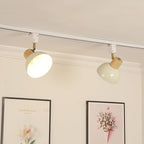 Modern Nordic Iron and Wood Round Bowl Semi-Flush Mount Ceiling Light with Adjustable 1-5 Light Track for Dining Room