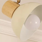 Modern Nordic Iron and Wood Round Bowl Semi-Flush Mount Ceiling Light with Adjustable 1-5 Light Track for Dining Room