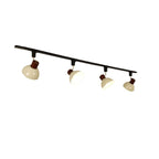 Modern Nordic Iron and Wood Round Bowl Semi-Flush Mount Ceiling Light with Adjustable 1-5 Light Track for Dining Room