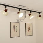 Modern Nordic Iron and Wood Round Bowl Semi-Flush Mount Ceiling Light with Adjustable 1-5 Light Track for Dining Room
