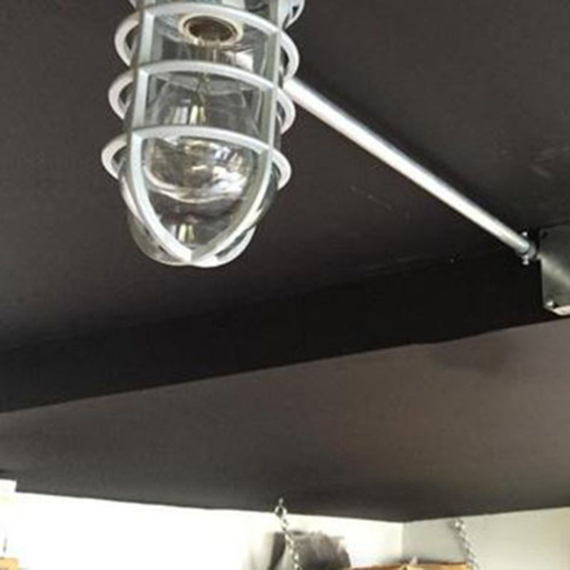 Modern Industrial Waterproof Aluminum Alloy Glass Cylinder 1-Light Semi-Flush Mount Ceiling Light for Outdoor Patios